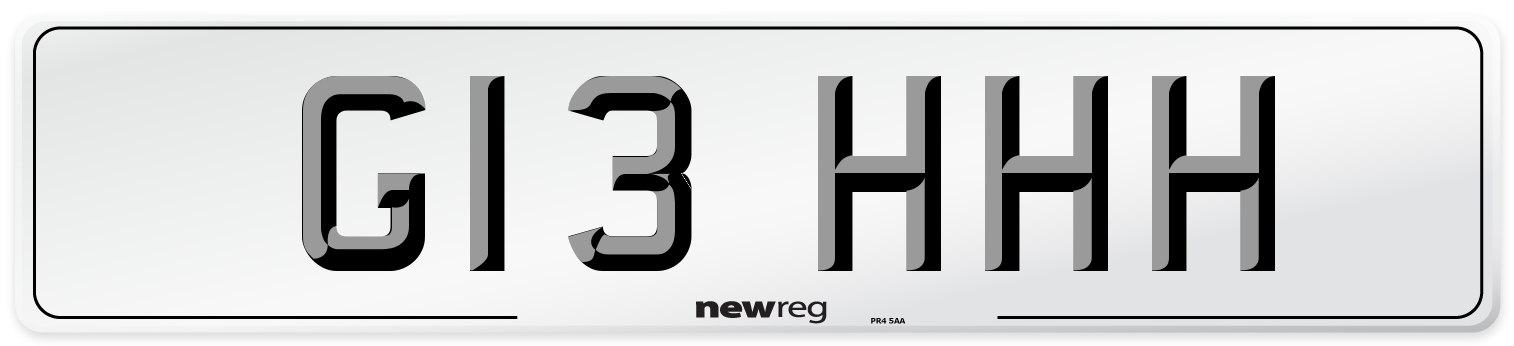 G13 HHH Number Plate from New Reg